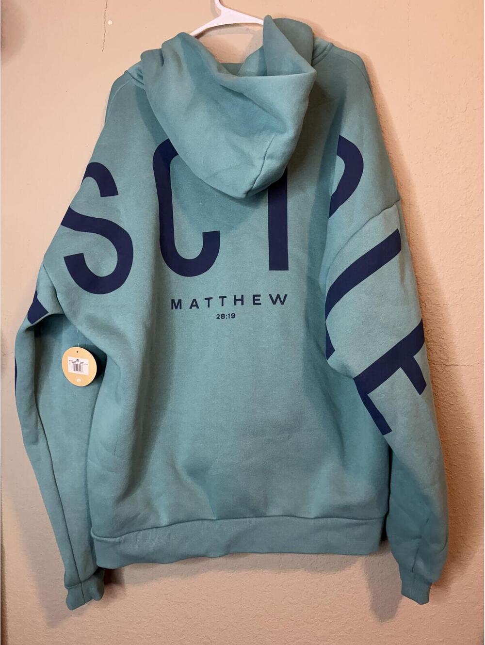 GLO Disciple Matthew 2019 Full Zip Hoodie Size XL Teal with Navy Graphic Print